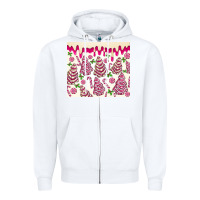White pink christmas tree cakes Zipper Hoodie - MaliasSmallBusiness