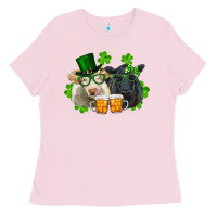 Bubblegum Pink st. patrick's day charolais and black angus cows Ladies Tee - RanaPortraitStore