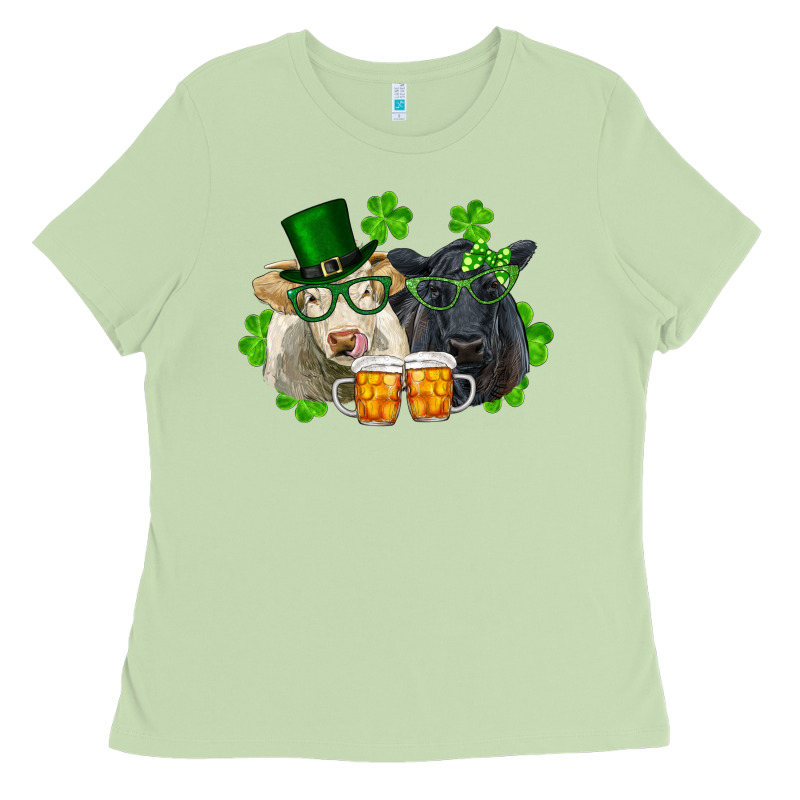St. Patrick's Day Charolais And Black Angus Cows Ladies Tee by RanaPortraitStore | Teevron