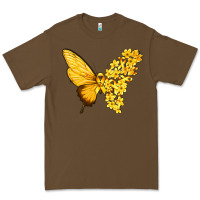 Cacao flowers and childhood cancer ribbon butterfly Premium Tee - texasbilliewilder
