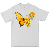 Flowers And Childhood Cancer Ribbon Butterfly Premium Tee | Teevron