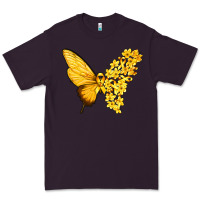 Plum flowers and childhood cancer ribbon butterfly Premium Tee - texasbilliewilder