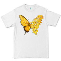 White flowers and childhood cancer ribbon butterfly Premium Tee - texasbilliewilder
