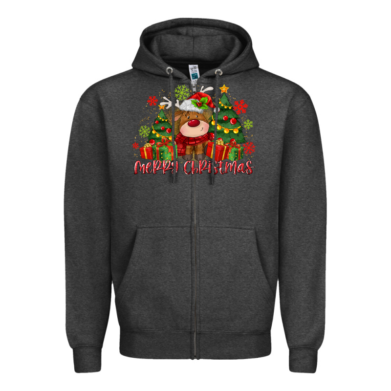 Merry Christmas Reindeer Zipper Hoodie by MaliasSmallBusiness | Teevron