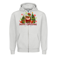 Dove Grey merry christmas reindeer Zipper Hoodie - MaliasSmallBusiness