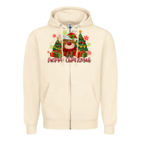 Sandshell merry christmas reindeer Zipper Hoodie - MaliasSmallBusiness