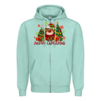 Seafoam merry christmas reindeer Zipper Hoodie - MaliasSmallBusiness