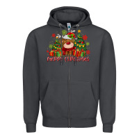 Smoke merry christmas reindeer Zipper Hoodie - MaliasSmallBusiness