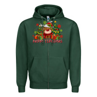 Sports Green merry christmas reindeer Zipper Hoodie - MaliasSmallBusiness