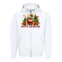 White merry christmas reindeer Zipper Hoodie - MaliasSmallBusiness