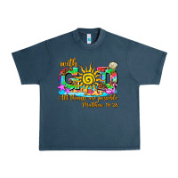 Midnight Navy with god all things are possible summer Urban Heavy Tee - AdoDesignShop