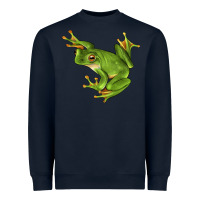 Navy White Lipped Tree Frog Illustrations Heavyweight Sweatshirt - LillyAllenDesigns