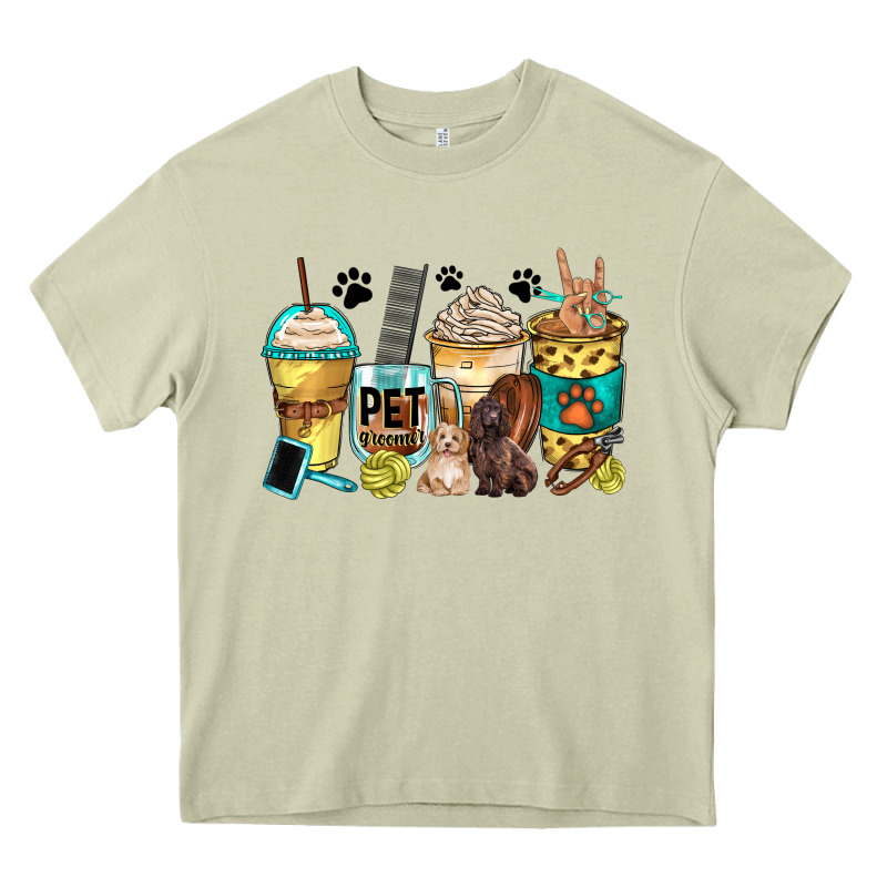 Pet Groomer Coffee Cups Heavy Core Tee by Zillion Design Studio | Teevron