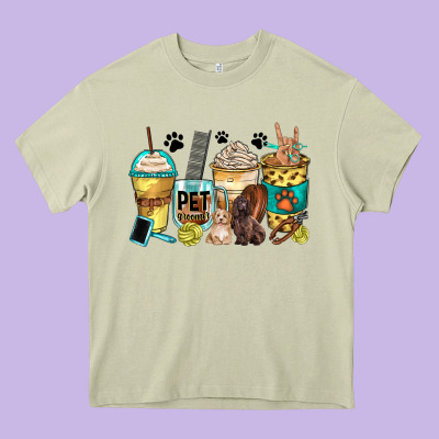 Pet Groomer Coffee Cups Heavy Core Tee Designed By Zillion Design Studio