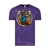 Cloud Purple western horseshoe boots hat rope sunflower Vintage Tee - AdoDesignShop