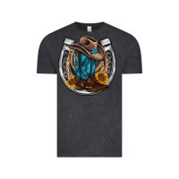 Vintage Black western horseshoe boots hat rope sunflower Vintage Tee - AdoDesignShop