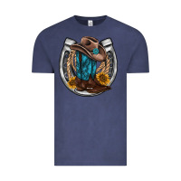 Vintage Denim western horseshoe boots hat rope sunflower Vintage Tee - AdoDesignShop