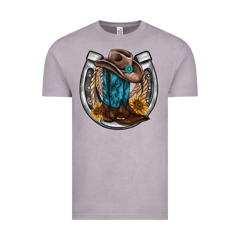 Western Horseshoe Boots Hat Rope Sunflower Vintage Tee by AdoDesignShop | Teevron