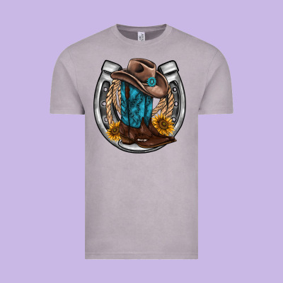 Western Horseshoe Boots Hat Rope Sunflower Vintage Tee Designed By Adodesignshop