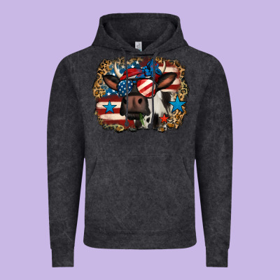 4th Of July Cow Vintage Hoodie Designed By Jasminsmagicworld