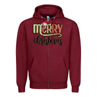 Burgundy merry christmas Zipper Hoodie - MaliasSmallBusiness