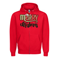 Red merry christmas Zipper Hoodie - MaliasSmallBusiness