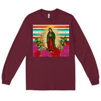 Burgundy our lady of guadalupe cactus leopard Long Sleeve Tee - JahusDesignShop