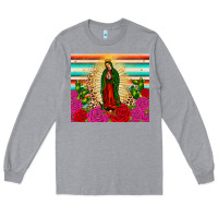 Heather Grey our lady of guadalupe cactus leopard Long Sleeve Tee - JahusDesignShop