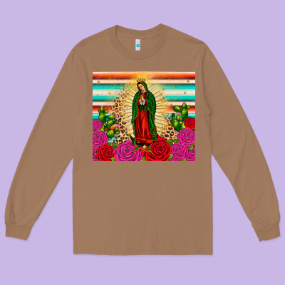 Our Lady Of Guadalupe Cactus Leopard Long Sleeve Tee Designed By Jahusdesignshop