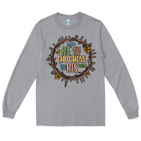 Heather Grey when he was one the cross i was one his mind Long Sleeve Tee - MaliasSmallBusiness