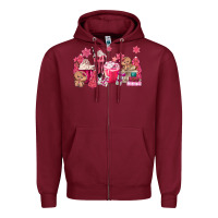 Pink Gingerbread Coffee Zipper Hoodie | Teevron