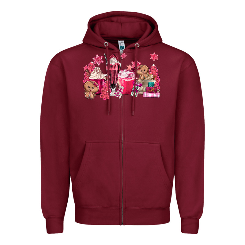 Pink Gingerbread Coffee Zipper Hoodie by MaliasSmallBusiness | Teevron