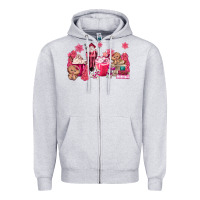 Heather Grey pink gingerbread coffee Zipper Hoodie - MaliasSmallBusiness