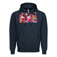 Navy pink gingerbread coffee Zipper Hoodie - MaliasSmallBusiness