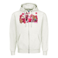 Oatmeal Heather pink gingerbread coffee Zipper Hoodie - MaliasSmallBusiness