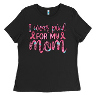 Black i wear pink for my mom Ladies Tee - JahusDesignShop