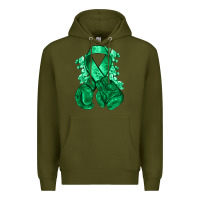 Army Green Emerald green ribbon Liver Cancer boxing gloves Premium Hoodie - NancyCooperArtShop