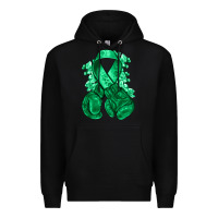 Black Emerald green ribbon Liver Cancer boxing gloves Premium Hoodie - NancyCooperArtShop