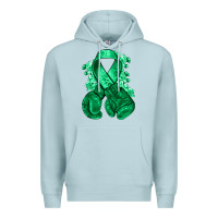 Blue Mist Emerald green ribbon Liver Cancer boxing gloves Premium Hoodie - NancyCooperArtShop