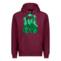 Burgundy Emerald green ribbon Liver Cancer boxing gloves Premium Hoodie - NancyCooperArtShop