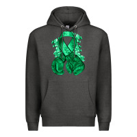 Charcoal Heather Emerald green ribbon Liver Cancer boxing gloves Premium Hoodie - NancyCooperArtShop