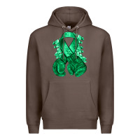 Coffee Emerald green ribbon Liver Cancer boxing gloves Premium Hoodie - NancyCooperArtShop