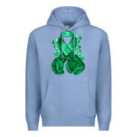Colony Blue Emerald green ribbon Liver Cancer boxing gloves Premium Hoodie - NancyCooperArtShop