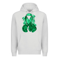 Dove Grey Emerald green ribbon Liver Cancer boxing gloves Premium Hoodie - NancyCooperArtShop