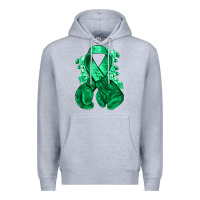 Heather Grey Emerald green ribbon Liver Cancer boxing gloves Premium Hoodie - NancyCooperArtShop