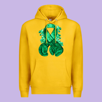Emerald Green Ribbon Liver Cancer Boxing Gloves Premium Hoodie Designed By Nancycooperartshop