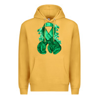 Mustard Emerald green ribbon Liver Cancer boxing gloves Premium Hoodie - NancyCooperArtShop
