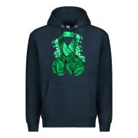 Navy Emerald green ribbon Liver Cancer boxing gloves Premium Hoodie - NancyCooperArtShop