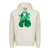 Oatmeal Heather Emerald green ribbon Liver Cancer boxing gloves Premium Hoodie - NancyCooperArtShop