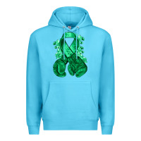 Ocean Blue Emerald green ribbon Liver Cancer boxing gloves Premium Hoodie - NancyCooperArtShop